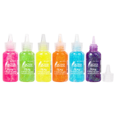 Гель с блестками ассорти Остров сокровищ 20мл. неон (662261)