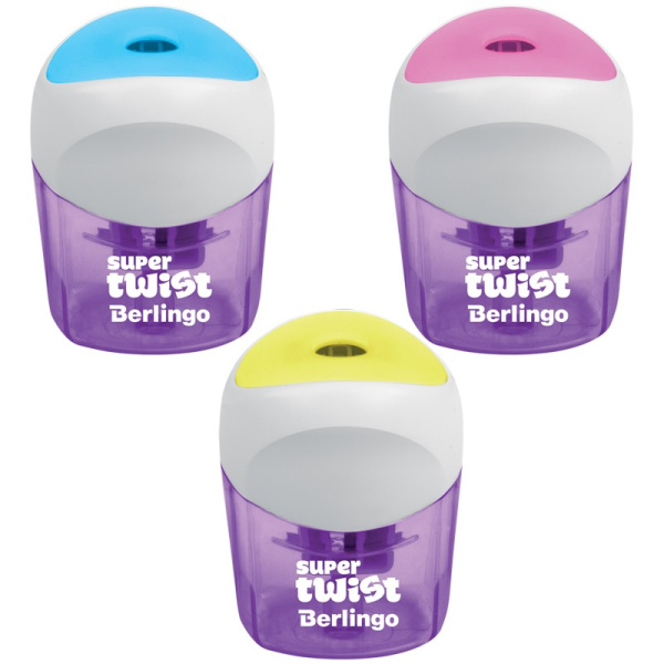 Точилка Berlingo "SuperTwist", 1 отверстие, контейнер, ассорти BBp_15006