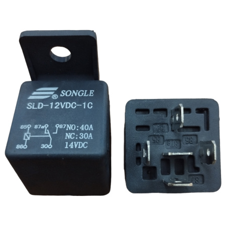 Реле электромагнитное DC 12в, 40а, SPDT, 28*28*24.5мм, Songle (4141) SLD-12VDC-1C