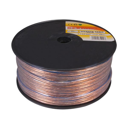 Кабель акустический 2*2.0мм2, PVC CCA, прозрачный, метражом, Rexant BlueLine 01-6207-3