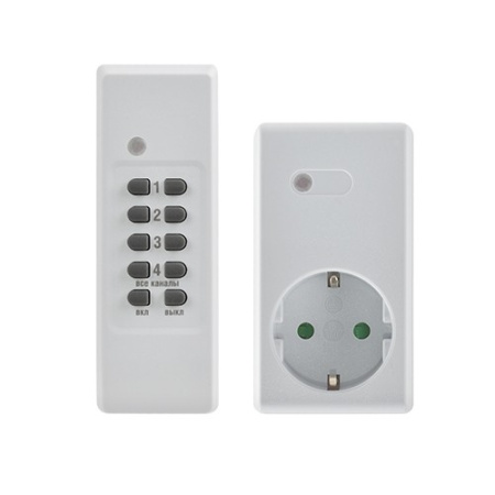 Розетка электрическая с вилкой, с дистанционным управлением, 16A, белый, пульт ДУ, Robiton УД-1