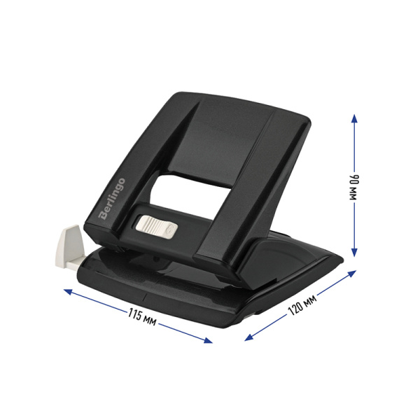 Дырокол BERLINGO "Power TX" на 20л. металл., с линейкой, черный (KPh_20182)