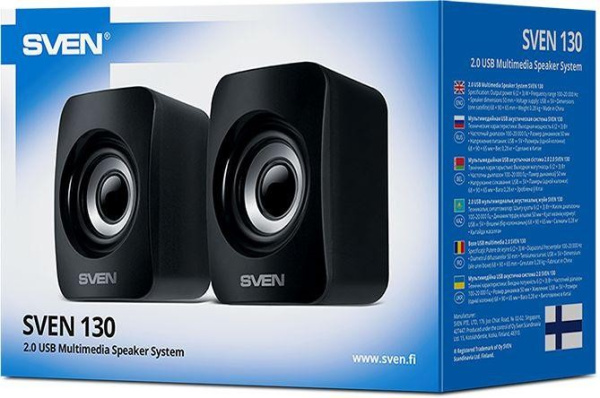 Колонки Sven 130 2.0 черный 6Вт портативные