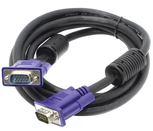 Кабель Удлинительный VGA(m) - VGA(f)  1.8м VCOM, 2 фильтра, черный