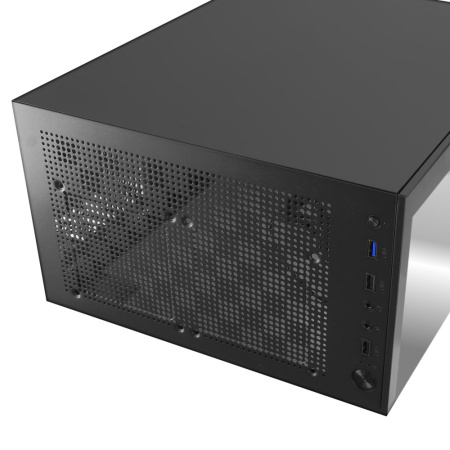 Корпус ATX Б_БП Ginzzu CL100 (USB3.0,Audio,черный,"стеклянный куб")