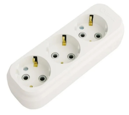 Колодка электрическая 3 розетки, земля, белый, Makel MGP131