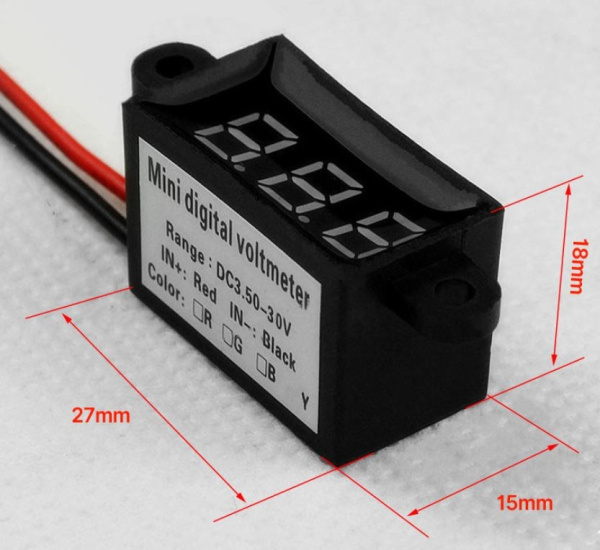 модуль DC 3.5..30в, цифровой вольтметр, красный, 0.28", IP67
