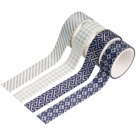 Клейкая лента для декора MESHU "Silver shinet", 4шт (MS_36917)