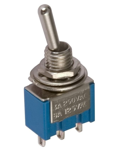 Переключатель тумблерный ON-ON, SPDT, 13.2*7.9мм М6, AC 250в, 3а, MTS-102