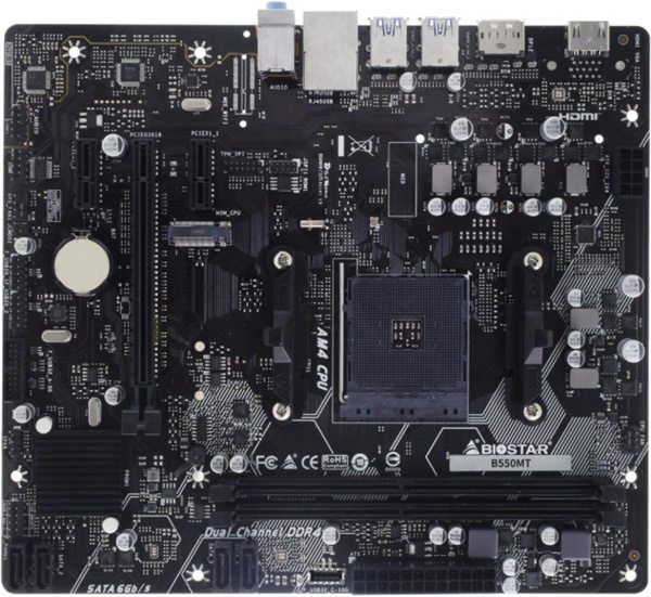 Материнская плата Biostar B550MT Soc-AM4 AMD B550 2xDDR4 mATX AC`97 8ch(7.1) GbLAN RAID+HDMI+DP