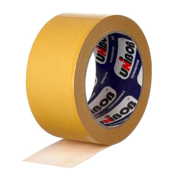 Клейкая лента двухсторонняя 50мм.*25м. UNIBOB полипропиленовая основа (600018)