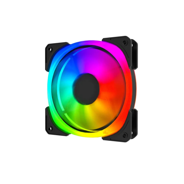 Кулер в корпус 140х140х25 Powercase (СM21-14 ARGB) Black (800-1500prm/4pin PWM+ARGB Sync/подшипник гидравлический/ARGB)