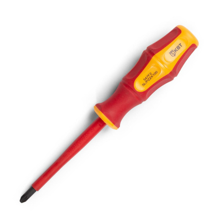 Отвертка PZ/FL2, 100мм, диэлектрическая, КВТ "Профи"