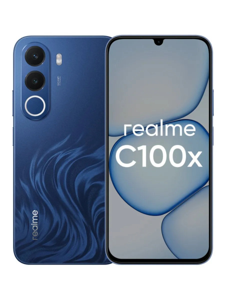 Смартфон Realme C100X 4Гб 256Гб Синий 6.8", IPS, 1520*720, 2*1.8+6*1.6ГГц, 50Мп, 5Мп, 4G, NFC, 8000мАч, And 16