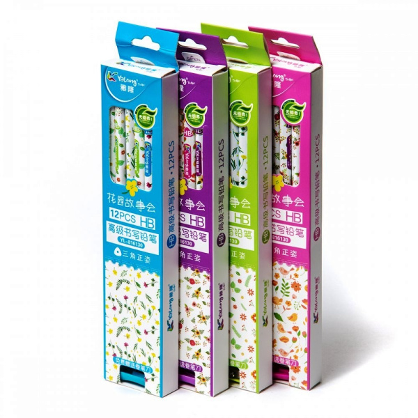 Карандаш ч/гр. YALONG "Цветы" НВ ассорти с ластиком (YL816130)
