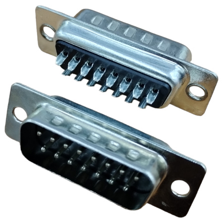 Разъем DB-15, вилка, на кабель, DB-15M