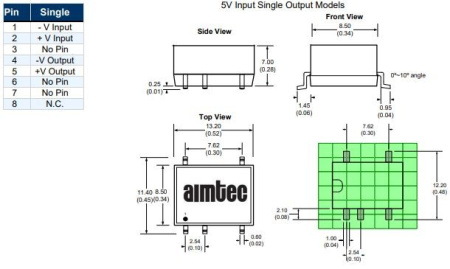 Преобразователь DC/DC на плату out  5V 0.2A, in 4.5..5.5V, Isolated, SMD, AM1LS-0505S-NZ