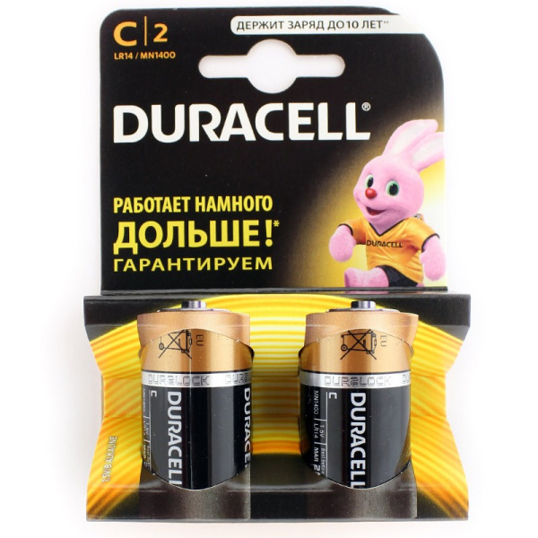 Батарейка C(LR14) DURACELL упак 2шт./1,5В. щелочные