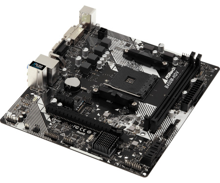 Мат.плата SocAM4 AMD B450 ASRock B450M-HDV R4.0 (mATX,2DDR4,M.2,4SATA3,6USB3.1,SVGA,DVI,HDMI,PC3200)