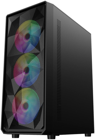 Корпус mATX Б_БП 1STPLAYER FD3-M Black (USB, Audio, 4x120mm LED, черный)