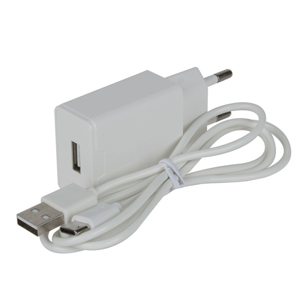 Зарядное_устройство - USB_2.4A + кабель microUSB MAIMI T7, белый