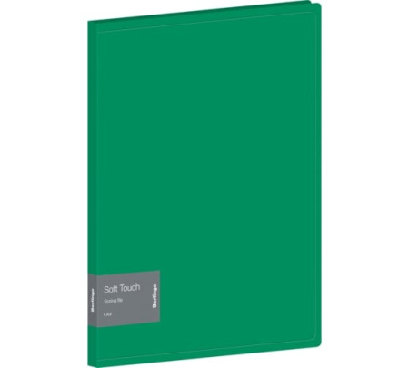 Папка с пружинным скоросшивателем BERLINGO "Soft Touch" 17мм. 700мкм, внутр. карман, зеленая (FS4_17983)