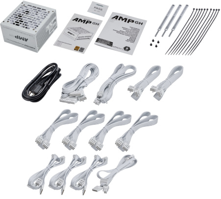 Блок питания 850Вт PHANTEKS AMP GH 850W White (APFC,120мм,4PCI-E,3SATA,12VHPWR,80+Gold,полностью модульный,ATX 3.1)[PH-P850GH_WT01]