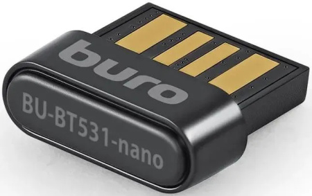 Адаптер Bluetooth USB Buro BU-BT531-nano Bluetooth 5.3+EDR class 1.5 20м черный