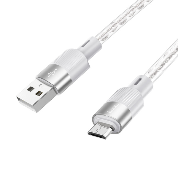 Кабель MicroUSB(m) - USB(m) Hoco X99 1м 3A, прозрачный/серый