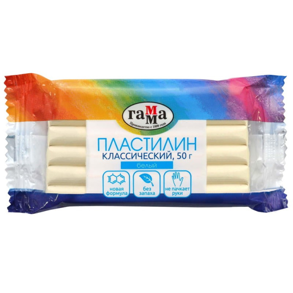 Пластилин ГАММА "Классический" 50г, белый (270818_14)