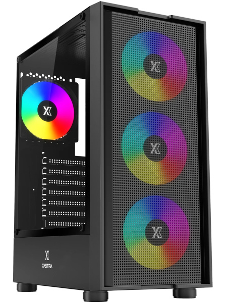 Корпус ATX Б_БП XASTRA A301 4FRGB  Black (USB3.0,Audio,TG,черный,Mesh,4х120мм FRGB,CPU Cooler до 160мм, VGA до 290мм)[A301-BK-FC120FRGB-4F-GL]