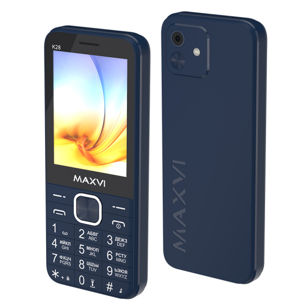 Сотовый Maxvi K28 Blue 2sim/2.8"/320*240/microSD/1.3МП/Bt/1500мАч/моноблок