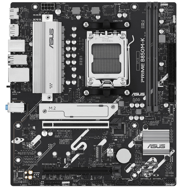 Мат.плата SocAM5 AMD B850 ASUS PRIME B850M-K (mATX,2DDR5,2M.2,2PCI-E16,DP,HDMI,PC9000)