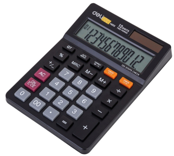 Калькулятор DELI 12 разр, черный (EM01320)
