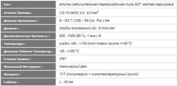 Гильза соединительная изолированная с термоусадкой и припоем (ГСИ-ТП) 4-6кв.мм желтый