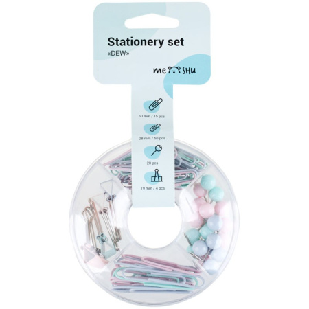 Набор мелкоофисных принадлежностей Meshu "Dew", 89 предметов, пастельные цвета MS_36944