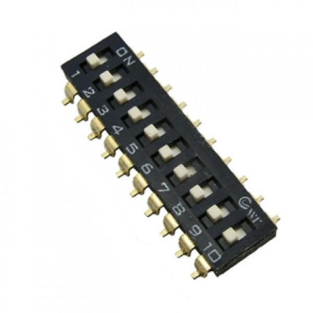 Переключатель SMD SP10T, шаг 2.54мм, SWD 4-10