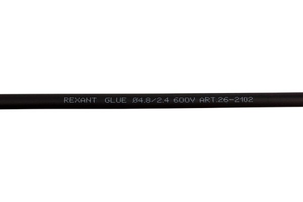 Трубка термоусадочная 2:1,   4.8/2.4мм, черная, клеевая, подавление горения, отрезок 1м, Rexant 26-2102