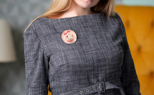 Набор для вышивания "PANNA" "Живая картина" JK-2194 "Брошь. Овечка Дейзи" 5.5 х 5.5 см