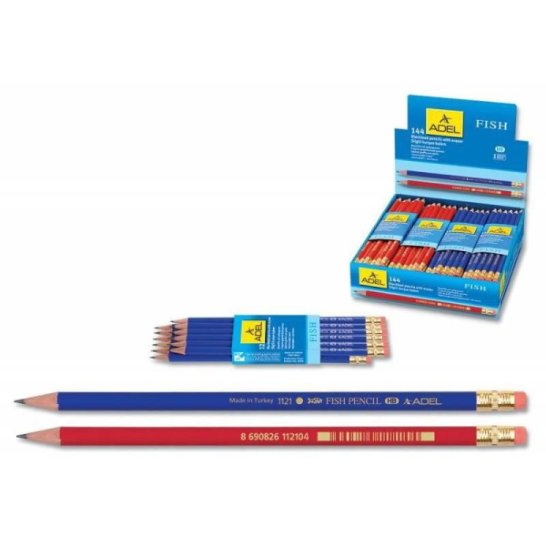 Карандаш ч/гр. Adel FISH HB с ластиком 202-1121-000