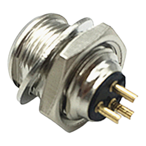 Разъем mini XLR, 3пин, штекер, на корпус, гайка