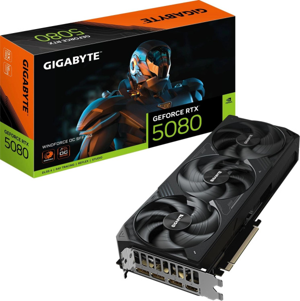 Видеокарта Gigabyte PCI-E 5.0 GV-N5080WF3OC-16GD 1.0 NVIDIA GeForce RTX 5080 16Gb 256bit GDDR7 2617/30000 HDMIx1 DPx3 HDCP Ret