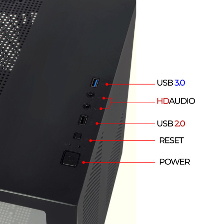 Корпус mATX Б_БП Ginzzu V150 (USB3.0,Audio,черный,3х120мм FRGB,"стеклянный куб")