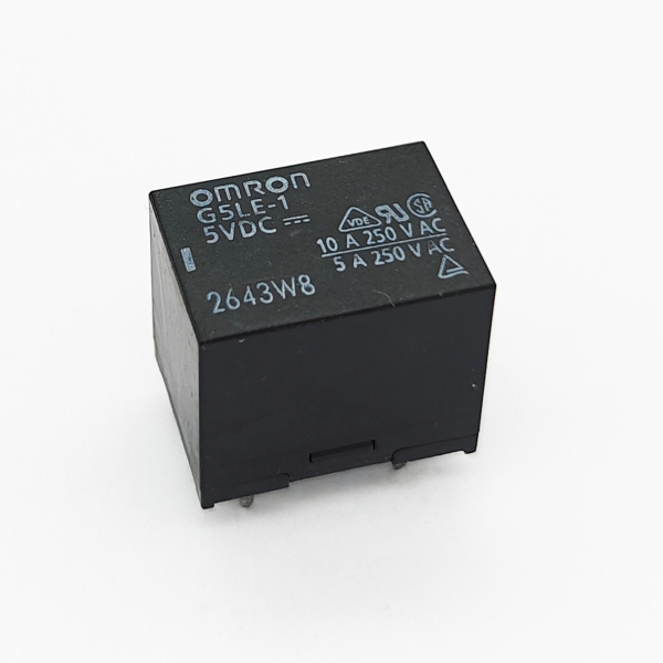 Реле электромагнитное DC  5в, 10а, SPDT, 22.5*16.5*19мм, Omron G5LE-1 5VDC