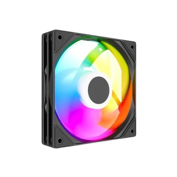 Кулер в корпус 120х120х25 Powercase (M53-12 ARGB) Black (600-1800prm/4pin PWM (M+F)+ 3pin ARGB (M+F)/48.32 CFM/25.5дБ/подшипник гидравлический/ARGB)