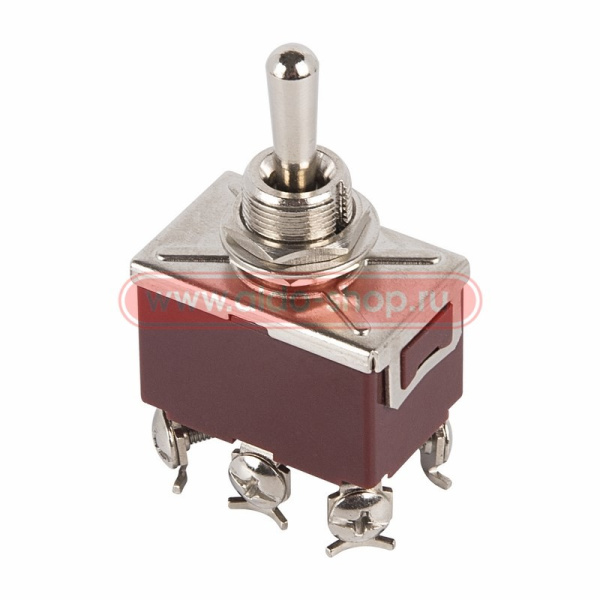 Переключатель тумблерный (ON)-OFF-(ON), DPDT,  32*20мм М12, AC 250в, 15а, KN-223