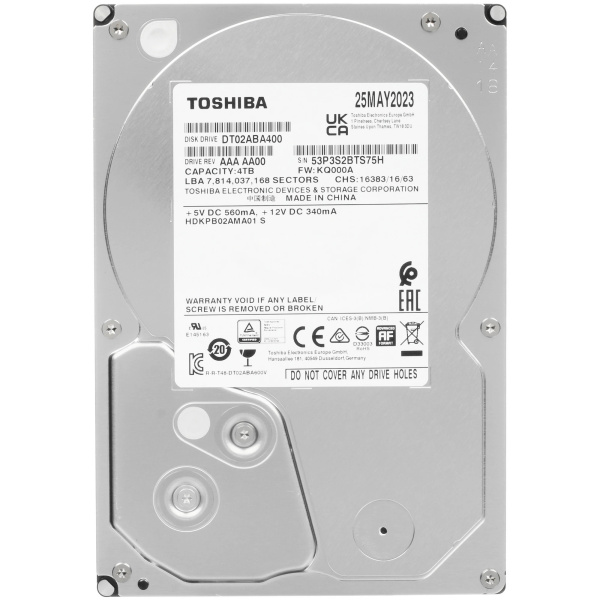 Жесткий диск HDD 4,0Tb Toshiba DT02 5400rpm,128Mb
