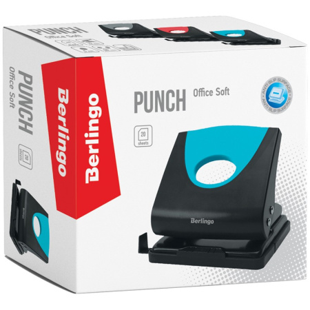 Дырокол BERLINGO на 20л. "Office Soft" синий (DDp_20162)
