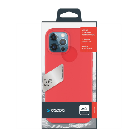 Накладка для iPhone 12 Pro Max Deppa Soft Silicone красная (87770)