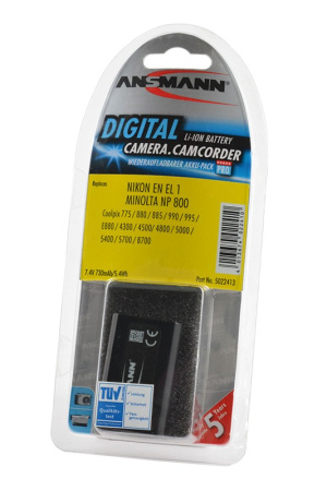 Аккумулятор для фотоаппарата Li-ion 7.4в, 730мАч, Ansmann 5022413 (Nikon EN-EL1 Minolta NP-800)